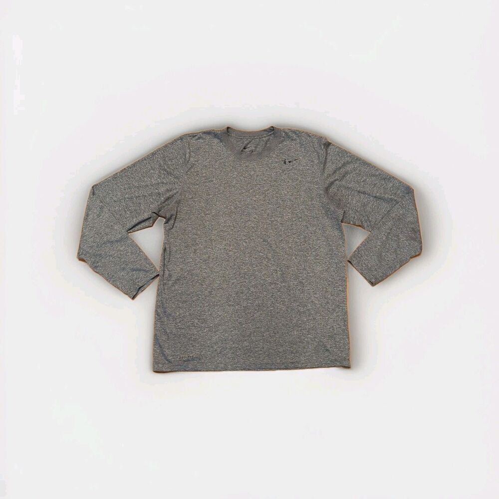 Nike Dri-FIT Long Sleeve Shirt Mens Large Gray Athletic Training Gym Workout